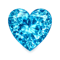 Glass Aquamarine Gemstone Heart Shape