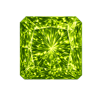Square cut corner CZ Medium Olive Peridot